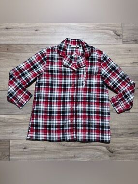 Kim Intimates Kim Rogers Womens Plaid Button-Up Pajama Top‎ Size Large